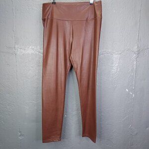 BAGATELLE Faux Leather Pants Women's L Tan Brown Stretch High Rise Pull On Lined